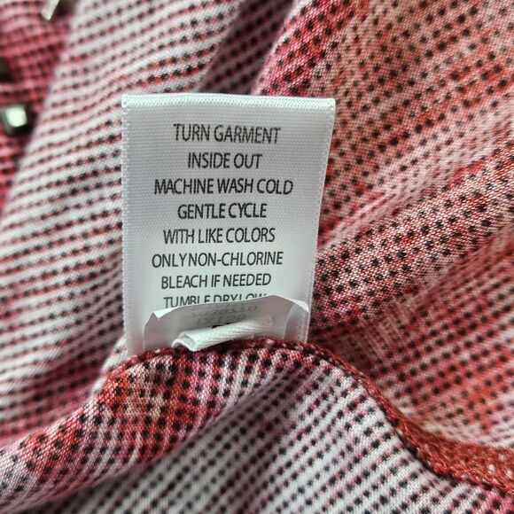 Unity One World Womens XL Red Asymmetrical Studded Lace Trim Boho Top - Picture 8 of 9